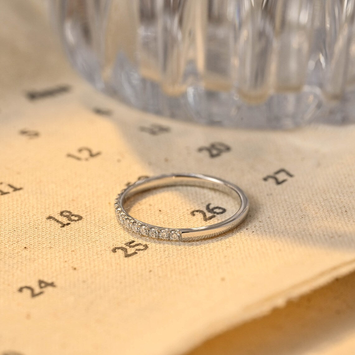 0.3 TCW Round Half Eternity Moissanite Wedding Band