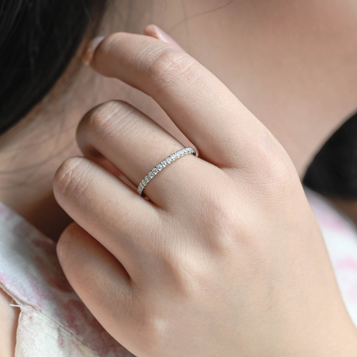 0.3 TCW Round Half Eternity Moissanite Wedding Band