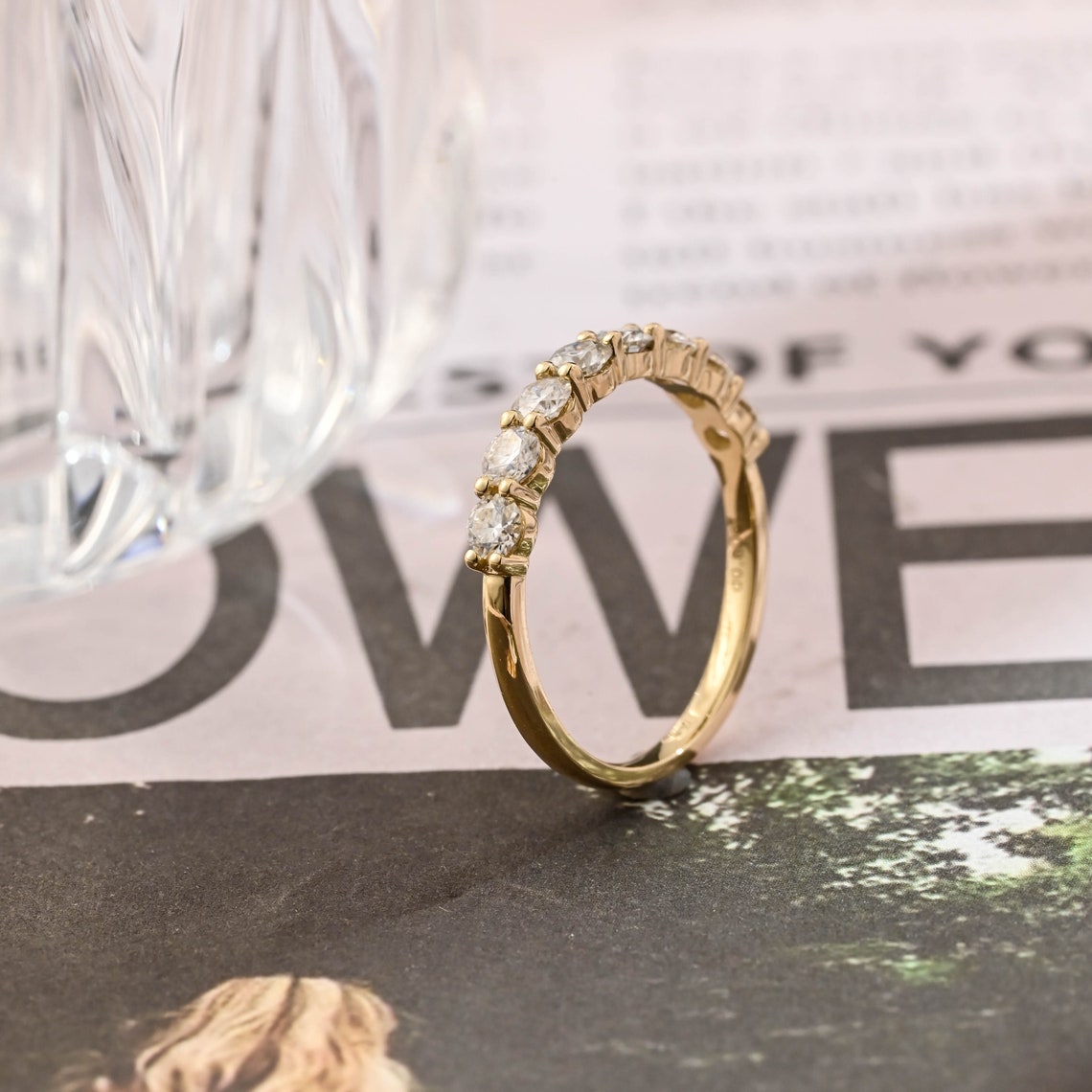0.3 TCW Round Half Eternity Moissanite Wedding Band