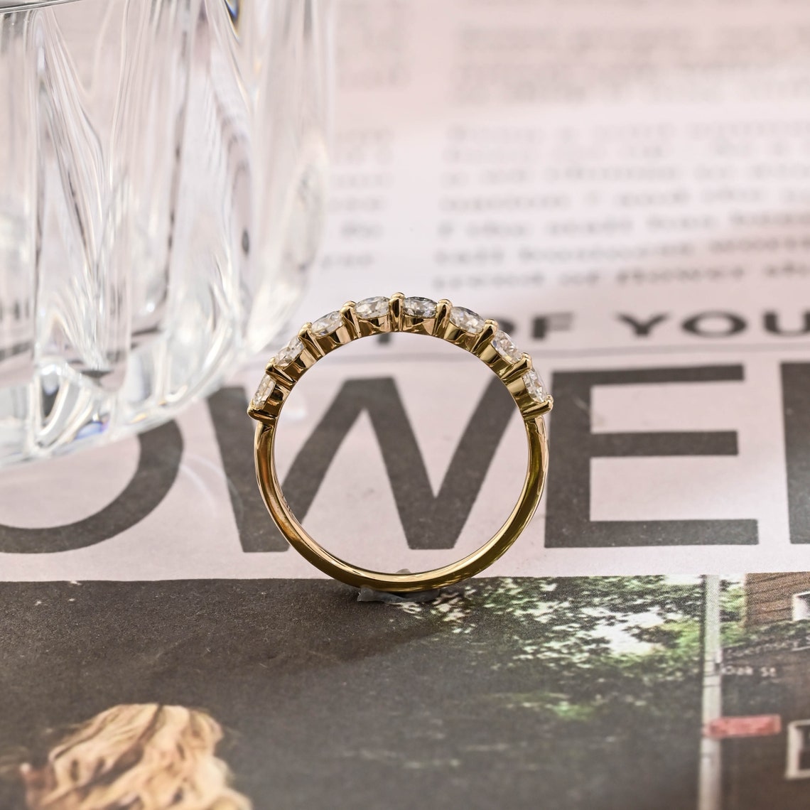0.3 TCW Round Half Eternity Moissanite Wedding Band