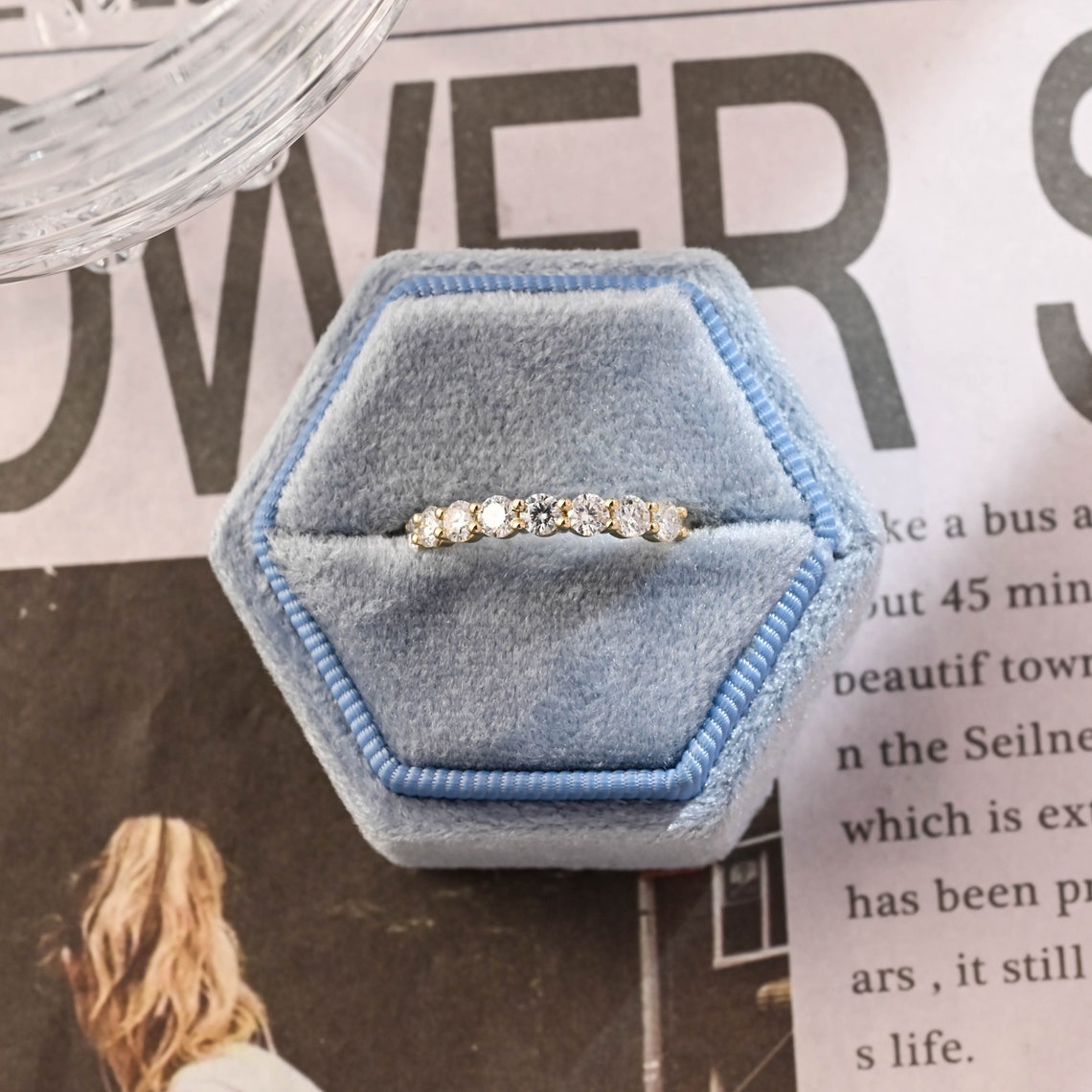 0.3 TCW Round Half Eternity Moissanite Wedding Band