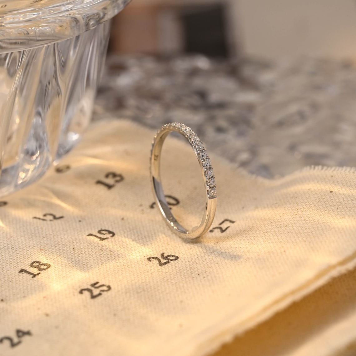0.3 TCW Round Half Eternity Moissanite Wedding Band