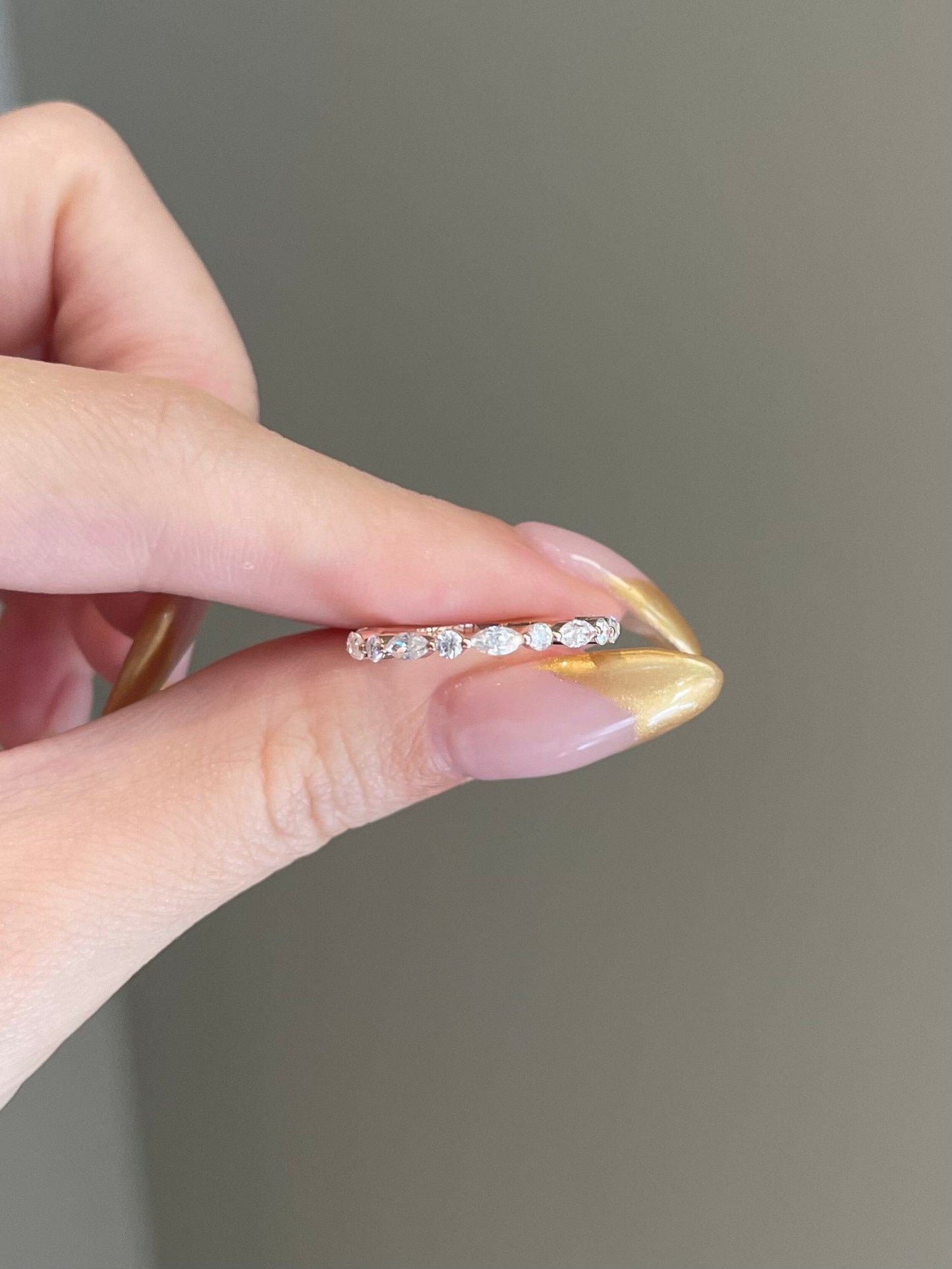 0.25 CT Marquise, Round Shaped Moissanite Wedding Band