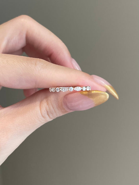 0.25 CT Marquise, Round Shaped Moissanite Wedding Band