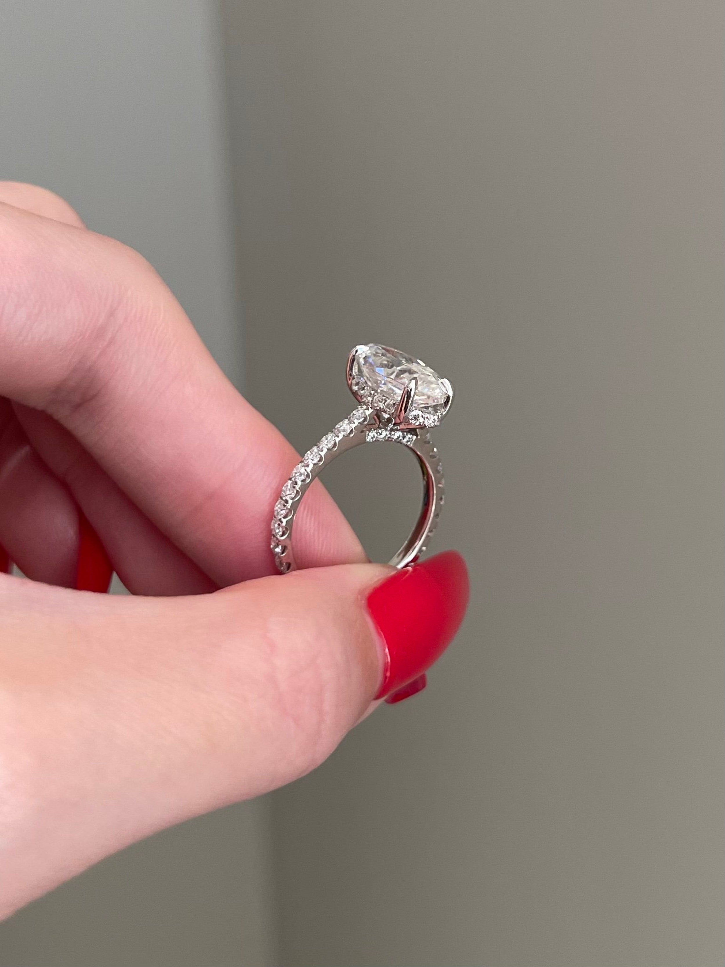 4 CT Marquise Shaped Moissanite Engagement Ring In Halo Design