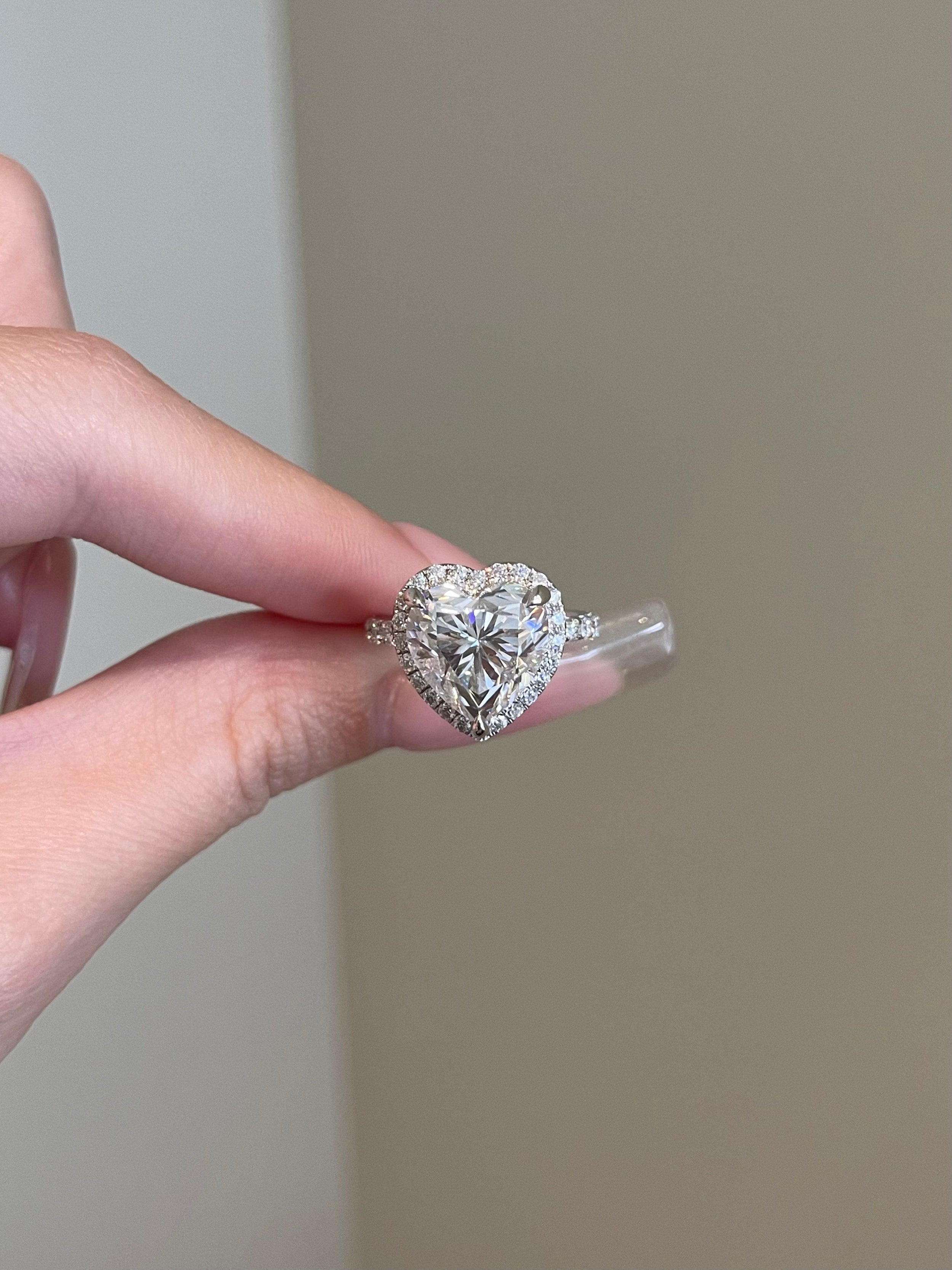 5 CT Heart Shaped Moissanite Engagement Ring In Halo Design