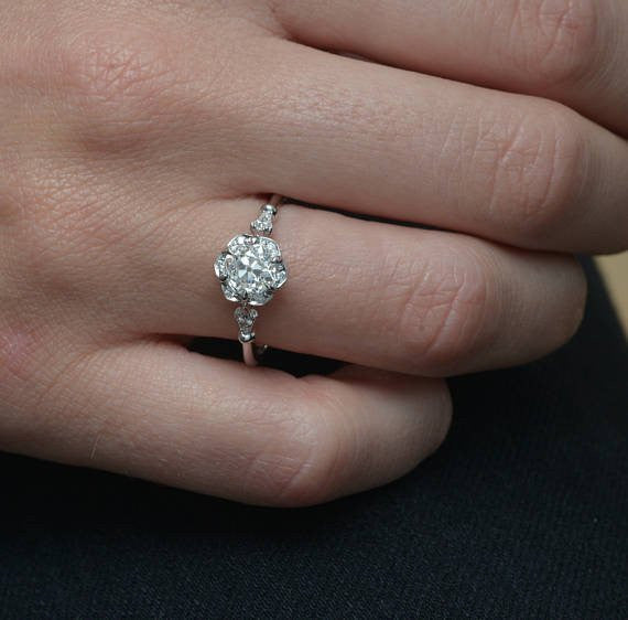 0.55 CT Round Halo & Pave Moissanite Engagement Ring