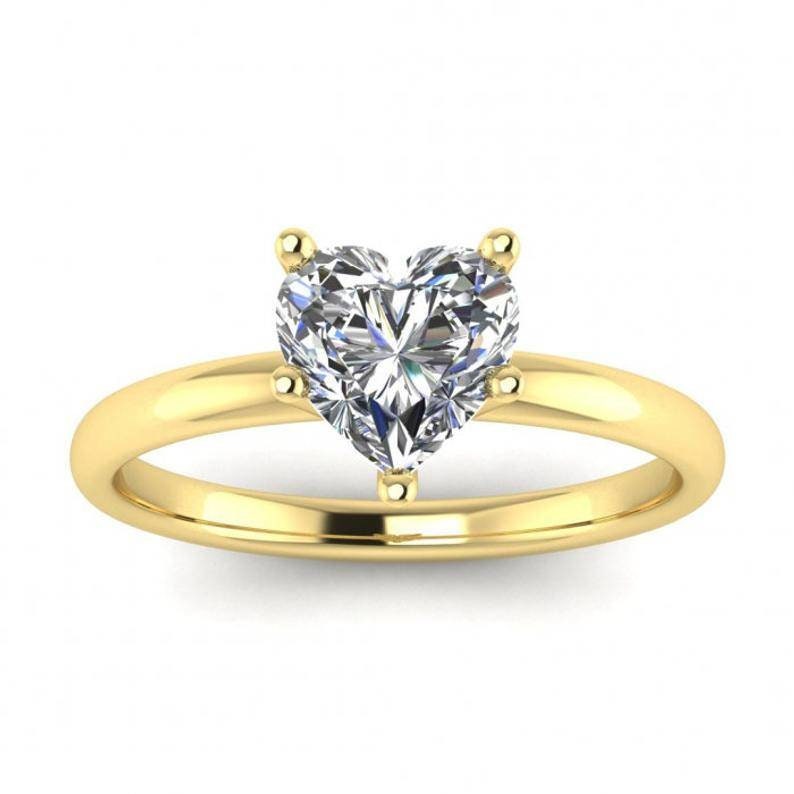 1.5 CT Heart Shaped Moissanite Cluster Engagement Ring