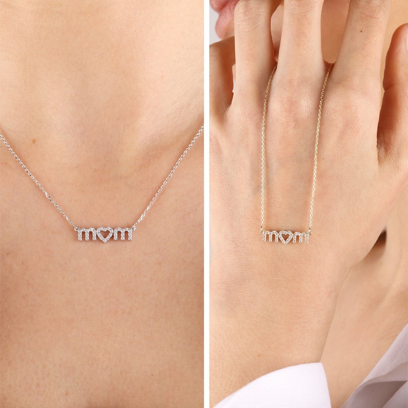 0.3 Carats Round Moissanite Mom Necklace