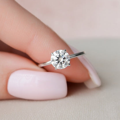 1 CT Round Hidden Halo Moissanite Engagement Ring