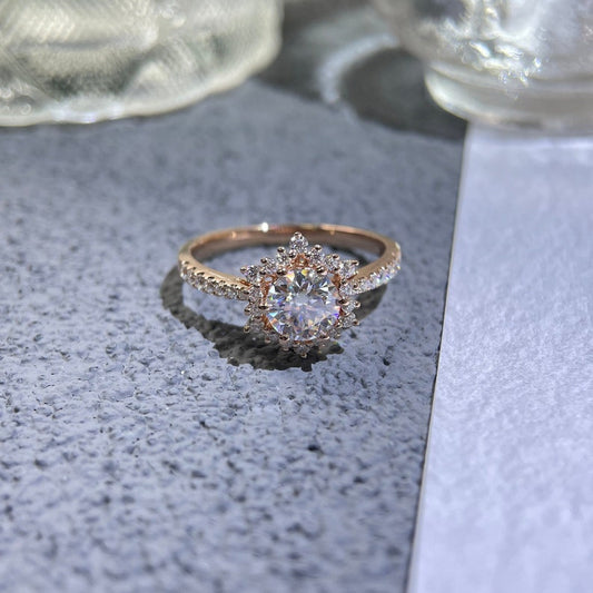 2 CT Round Halo & Pave Moissanite Engagement Ring