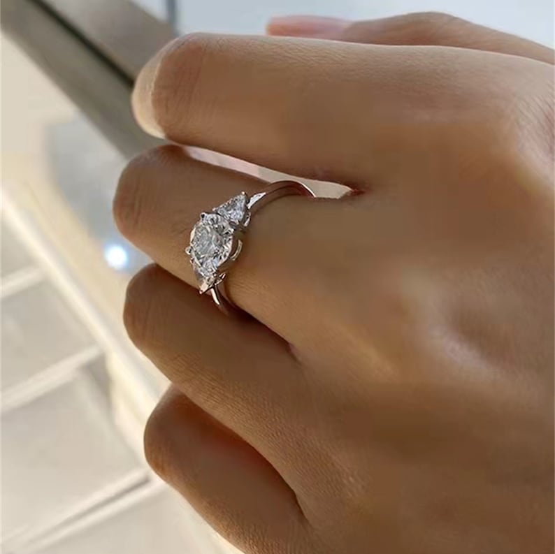 1 Round Three- Stone Moissanite Engagement Ring