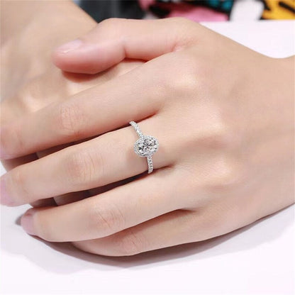 1 CT Oval Halo & Pave Moissanite Engagement Ring