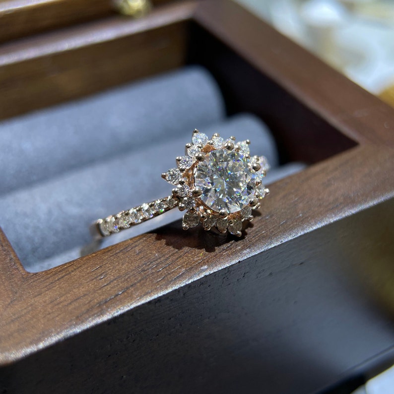 2 CT Round Halo & Pave Moissanite Engagement Ring