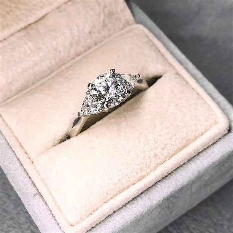 1 Round Three- Stone Moissanite Engagement Ring