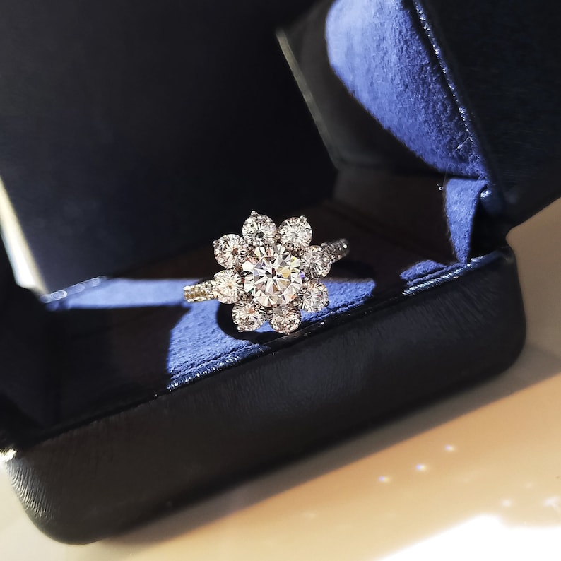 2 CT Round Halo & Pave Moissanite Engagement Ring