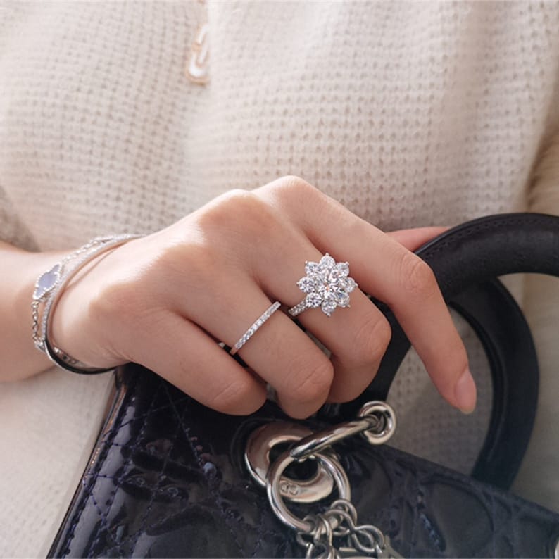 2 CT Round Halo & Pave Moissanite Engagement Ring