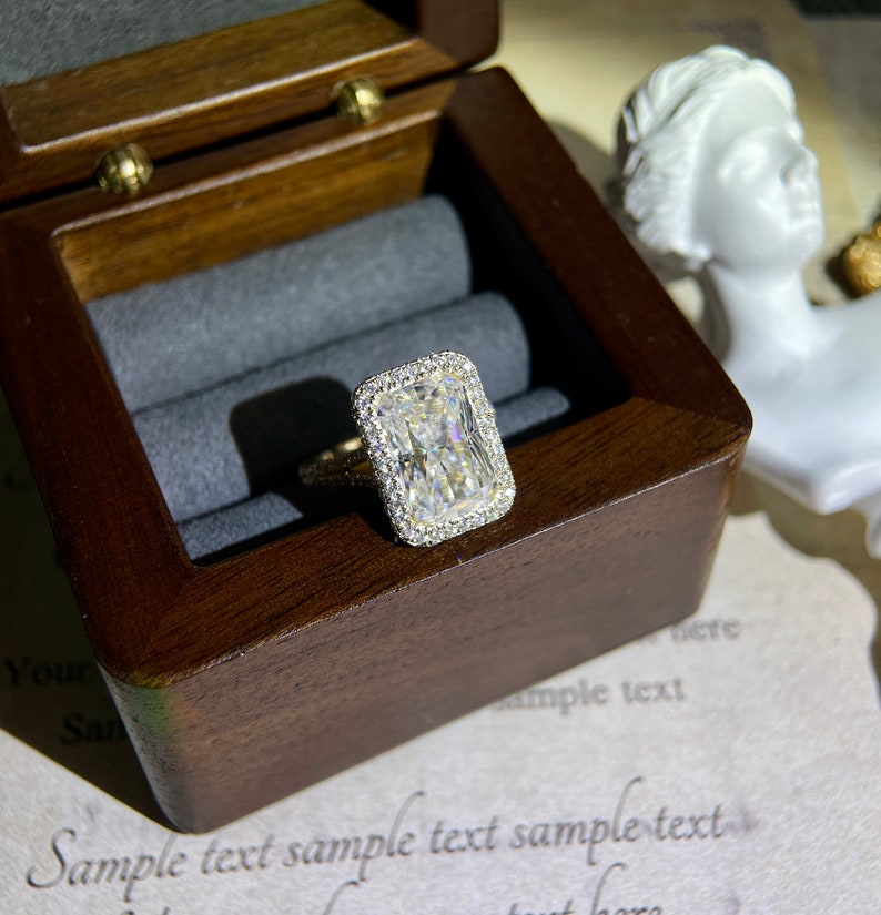 5 CT Radiant Halo & Pave Moissanite Engagement Ring