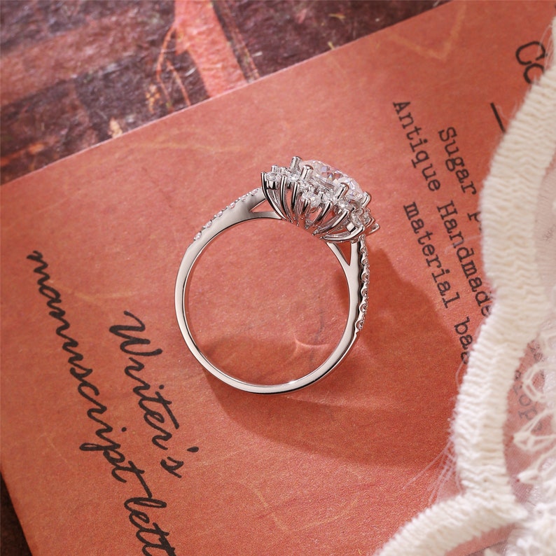 2 CT Round Halo & Pave Moissanite Engagement Ring