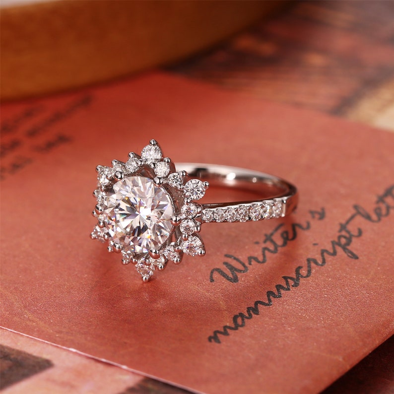2 CT Round Halo & Pave Moissanite Engagement Ring
