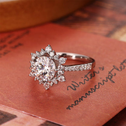 2 CT Round Halo & Pave Moissanite Engagement Ring