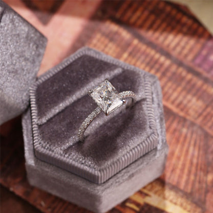 4 CT Radiant Pave Moissanite Engagement Ring