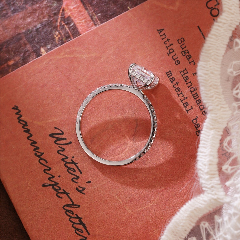 4 CT Radiant Pave Moissanite Engagement Ring
