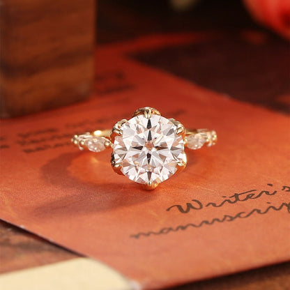 3 CT Round Pave Moissanite Engagement Ring