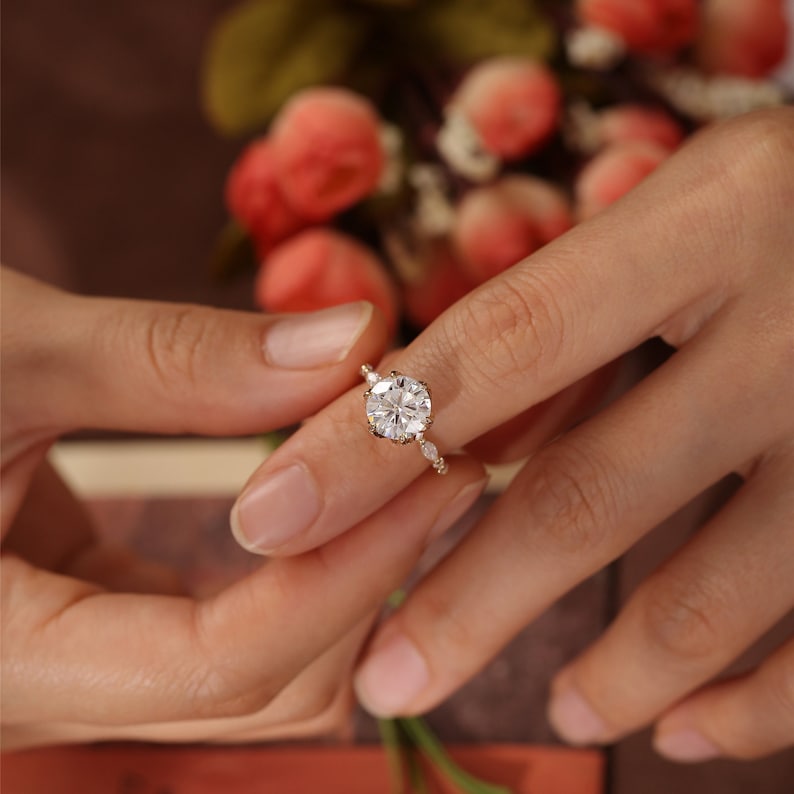 3 CT Round Pave Moissanite Engagement Ring