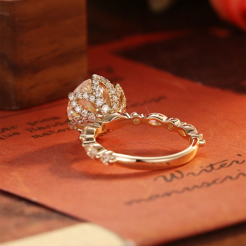 3 CT Round Pave Moissanite Engagement Ring