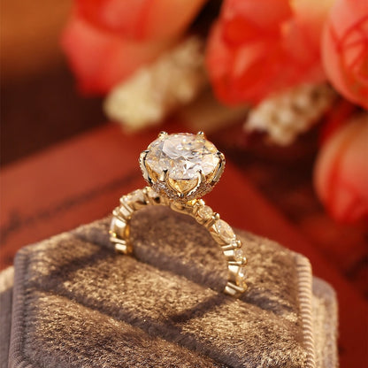 3 CT Round Pave Moissanite Engagement Ring