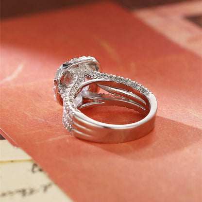 3 CT Round Halo & Triple Pave Moissanite Engagement Ring