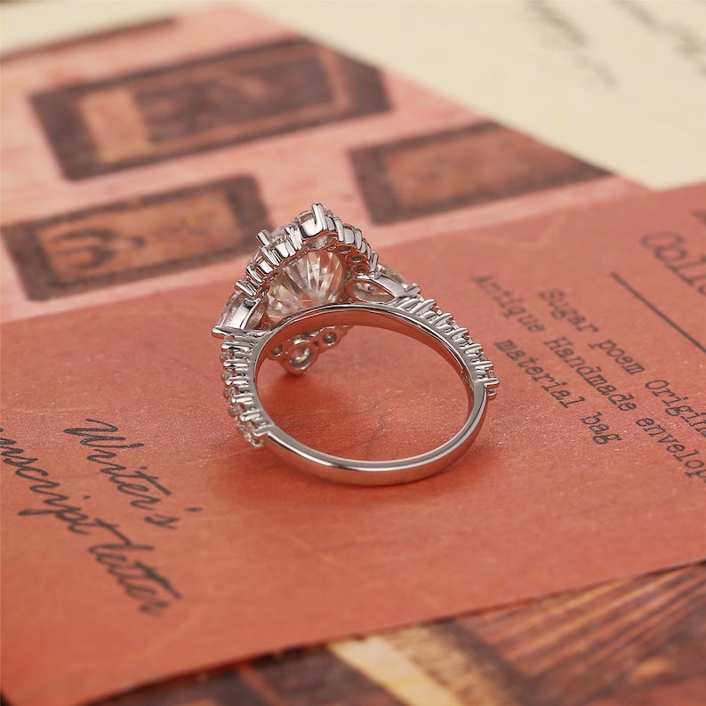 4.5 CT Oval Cluster Moissanite Engagement Ring