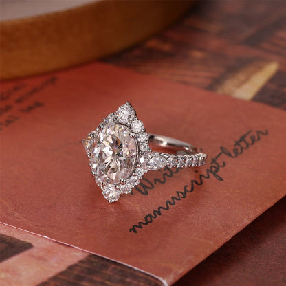 4.5 CT Oval Cluster Moissanite Engagement Ring