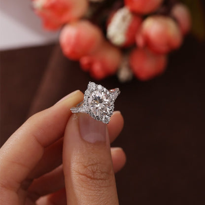4.5 CT Oval Cluster Moissanite Engagement Ring