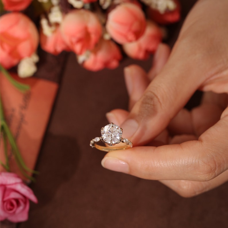 3 CT Round Pave Moissanite Engagement Ring