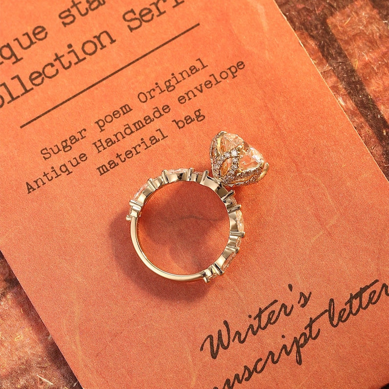 3 CT Round Pave Moissanite Engagement Ring