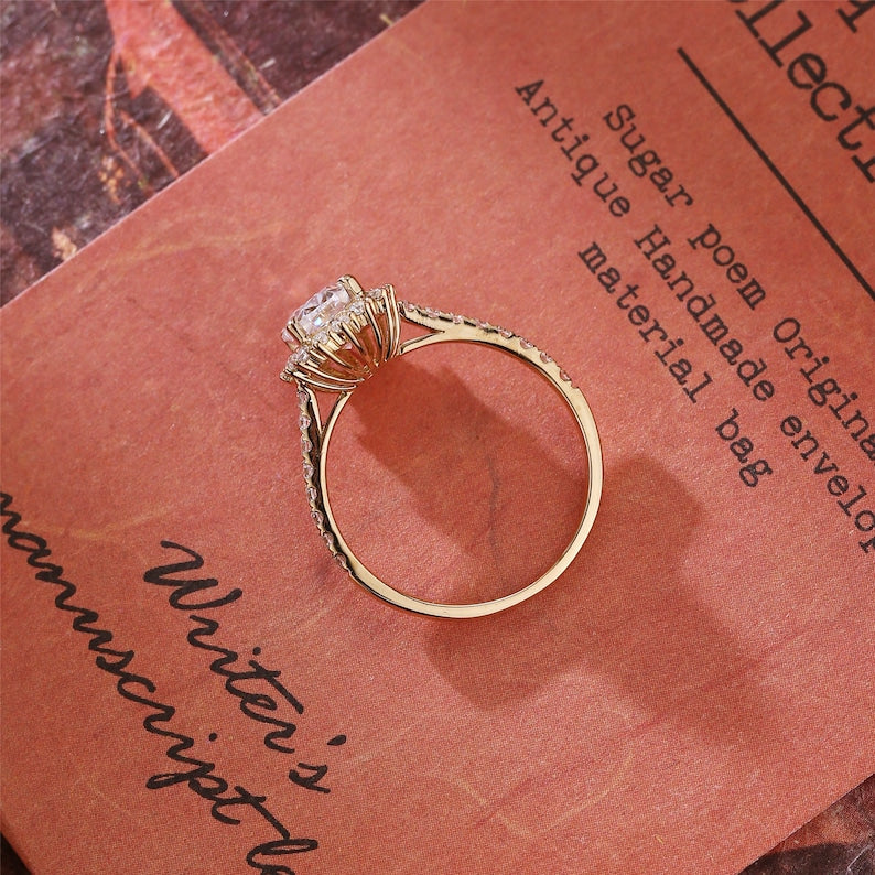 4.5 CT Oval Halo & PaveMoissanite Engagement Ring