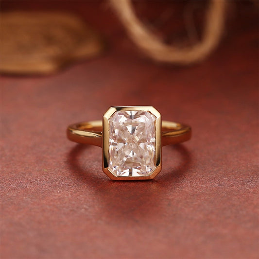 3 CT Radiant Bezel Moissanite Engagement Ring