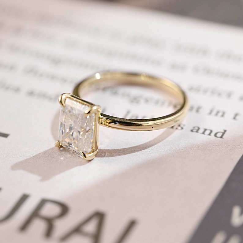 3 CT Radiant Solitaire Moissanite Engagement Ring