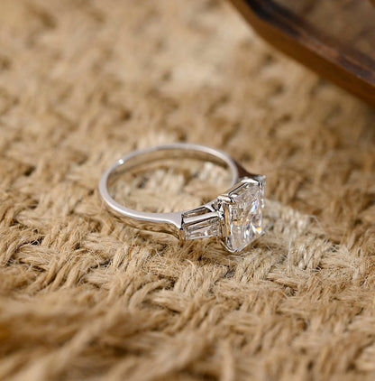 6 CT Radiant Three Stone Moissanite Engagement Ring
