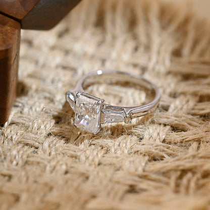 6 CT Radiant Three Stone Moissanite Engagement Ring
