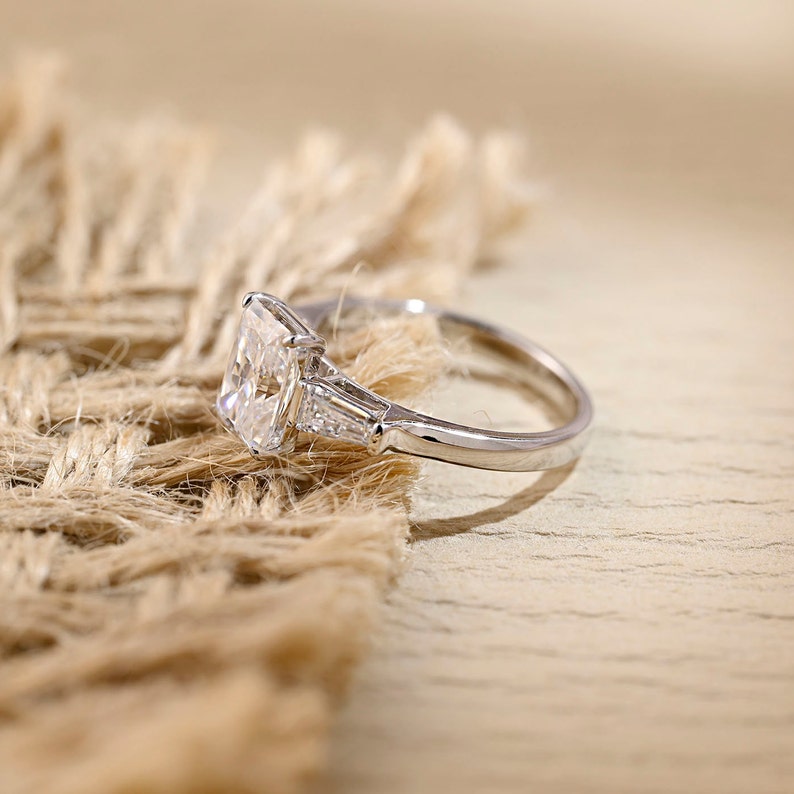 6 CT Radiant Three Stone Moissanite Engagement Ring