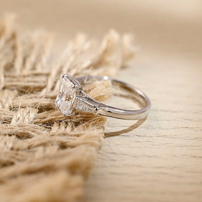 6 CT Radiant Three Stone Moissanite Engagement Ring