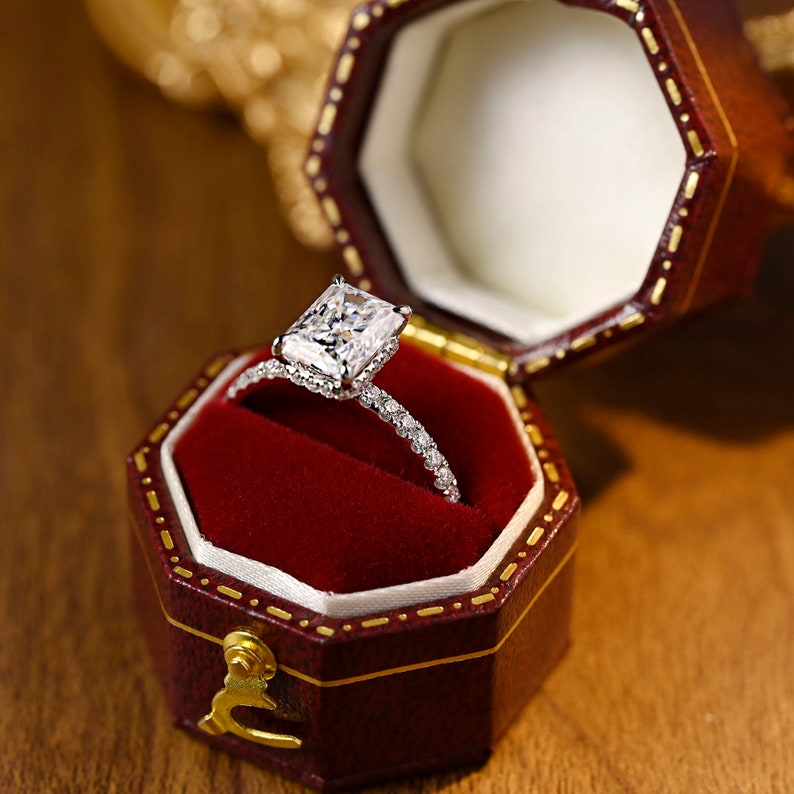 3 CT Radiant Pave Moissanite Engagement Ring