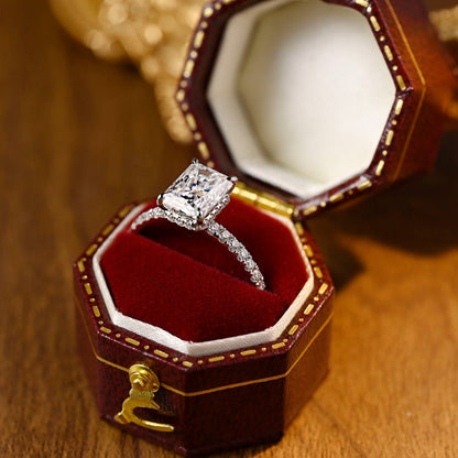 3 CT Radiant Pave Moissanite Engagement Ring