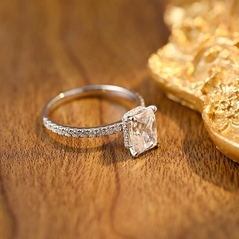 3 CT Radiant Pave Moissanite Engagement Ring