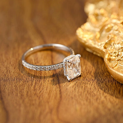 3 CT Radiant Pave Moissanite Engagement Ring