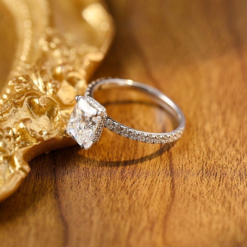 3 CT Radiant Pave Moissanite Engagement Ring