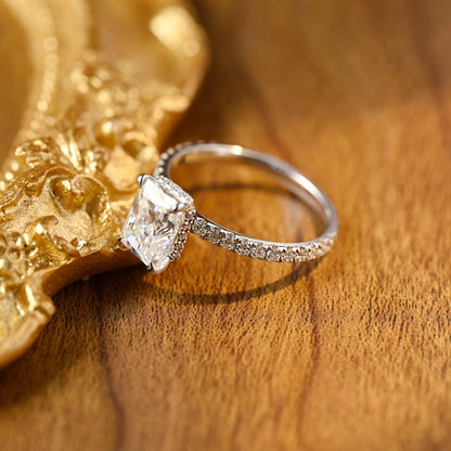 3 CT Radiant Pave Moissanite Engagement Ring